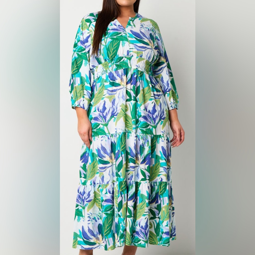 St.Johns Bay Long Sleeve Floral Maxi Dress
